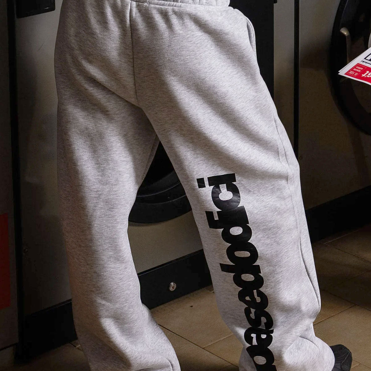 FLEECE PANTS "COMFY" VERTICAL LOGO ASHGREY/BLACK