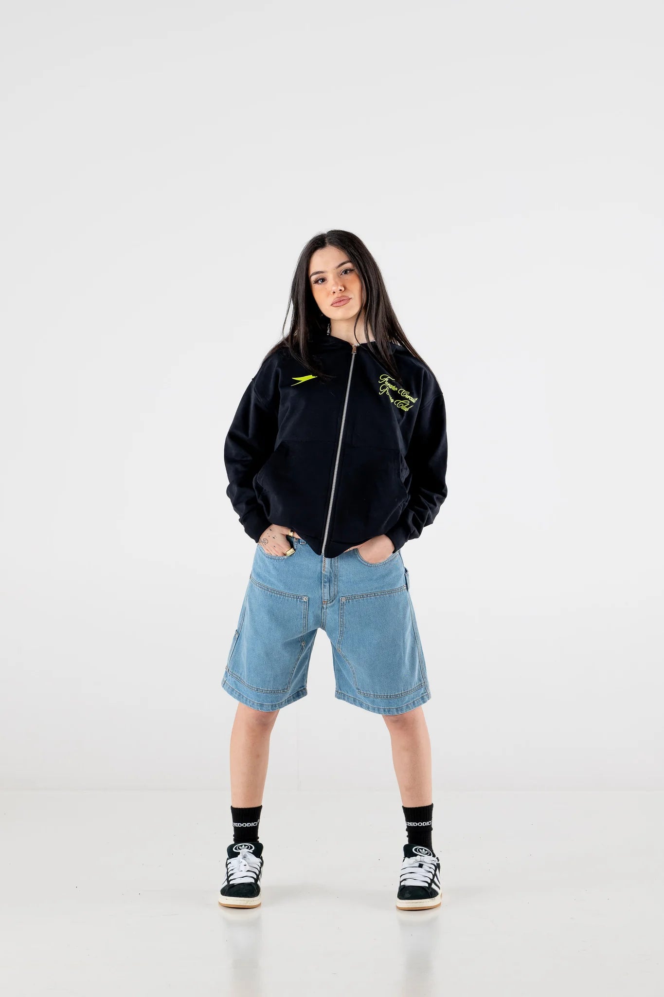 FULL ZIP “RESORT” RACING BLACK