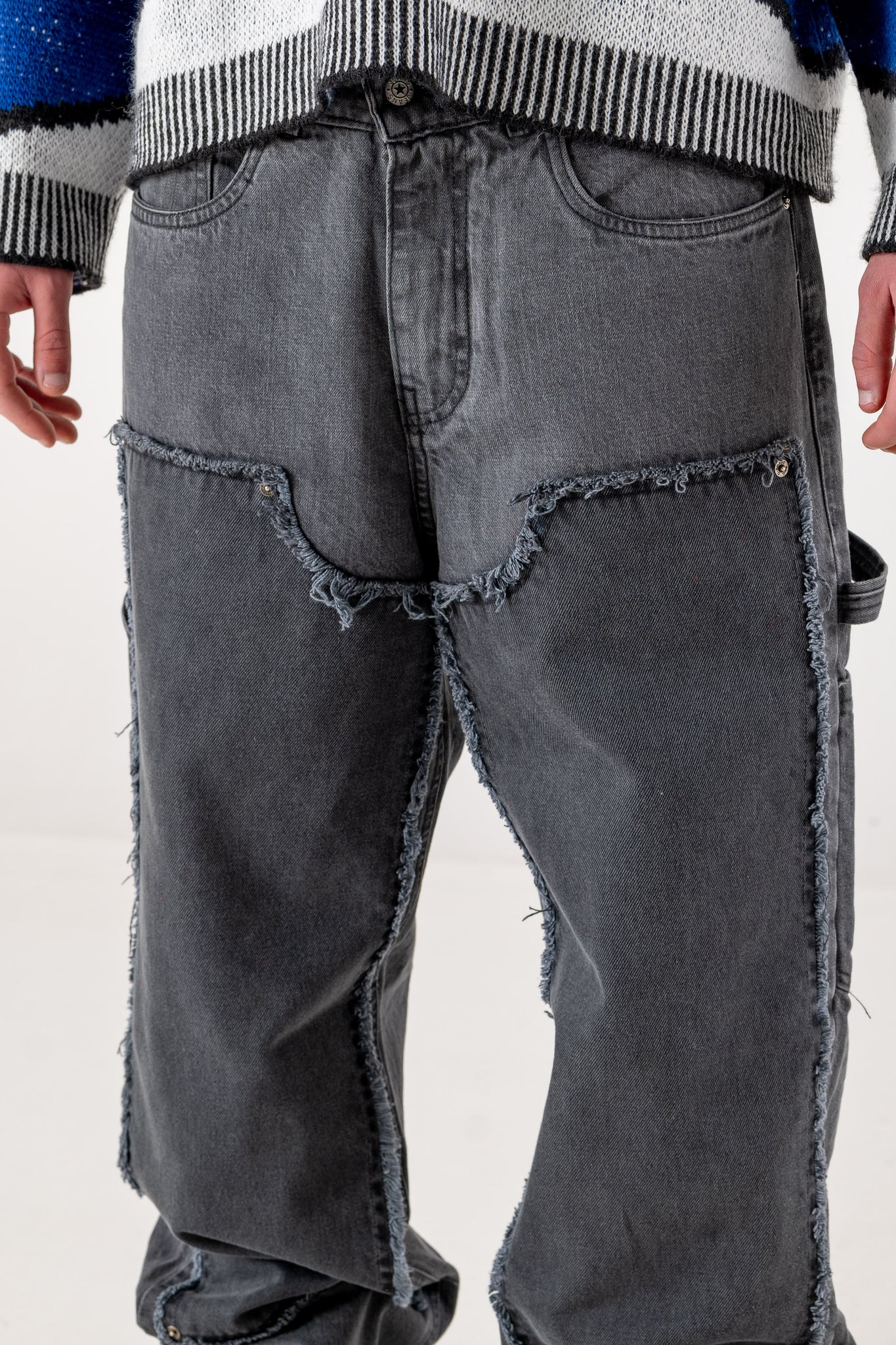 DOUBLE KNEE PANTS "RACING MADE" DISTRESSED
