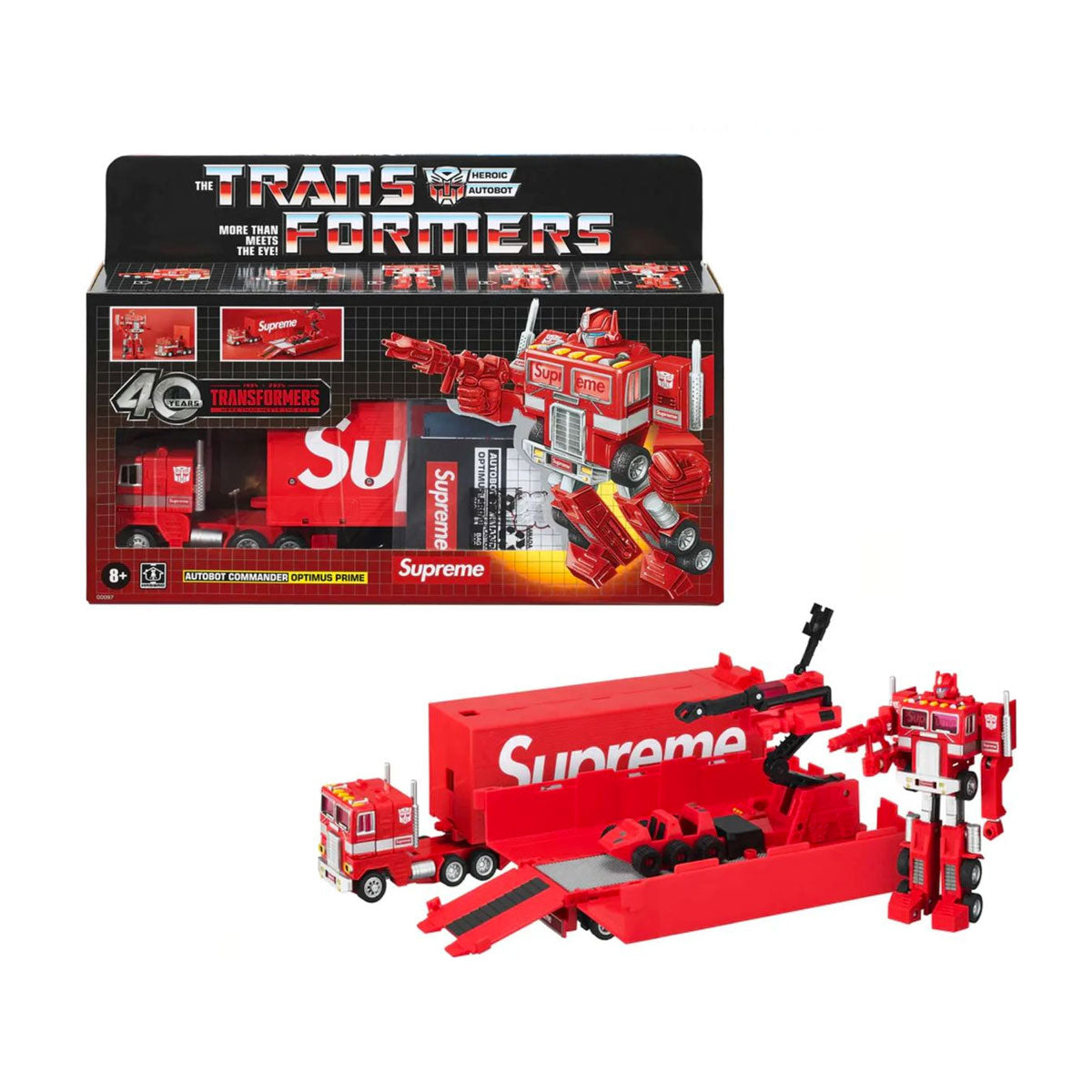 Supreme x Transformers G1 Optimus Prime Figure Red 40th anniversary