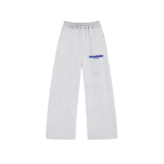 Basedodici Fleece Pants "COMFY" Front Logo AshGrey/Blue