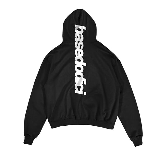 Basedodici Hoodie "COMFY" Vertical Logo Black/White
