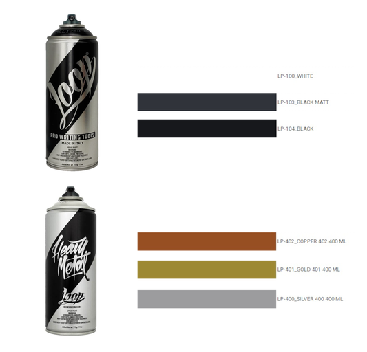 LOOP COLORS 400 ML X 4 - WHITE, BLACK, CHROME, GOLD, BRONZE