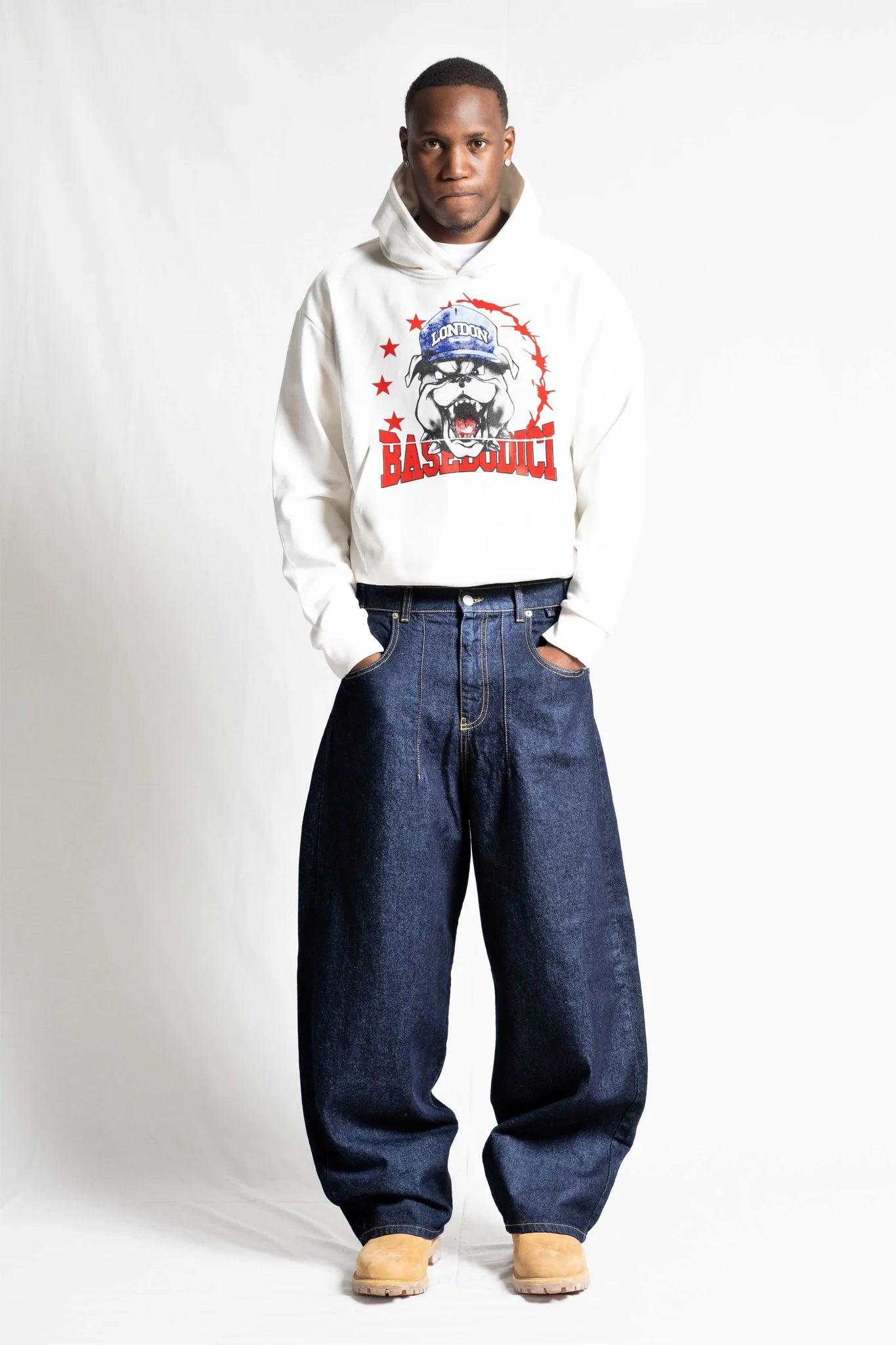 HOODIE "RUDEBOY LDN" BULL WHITE