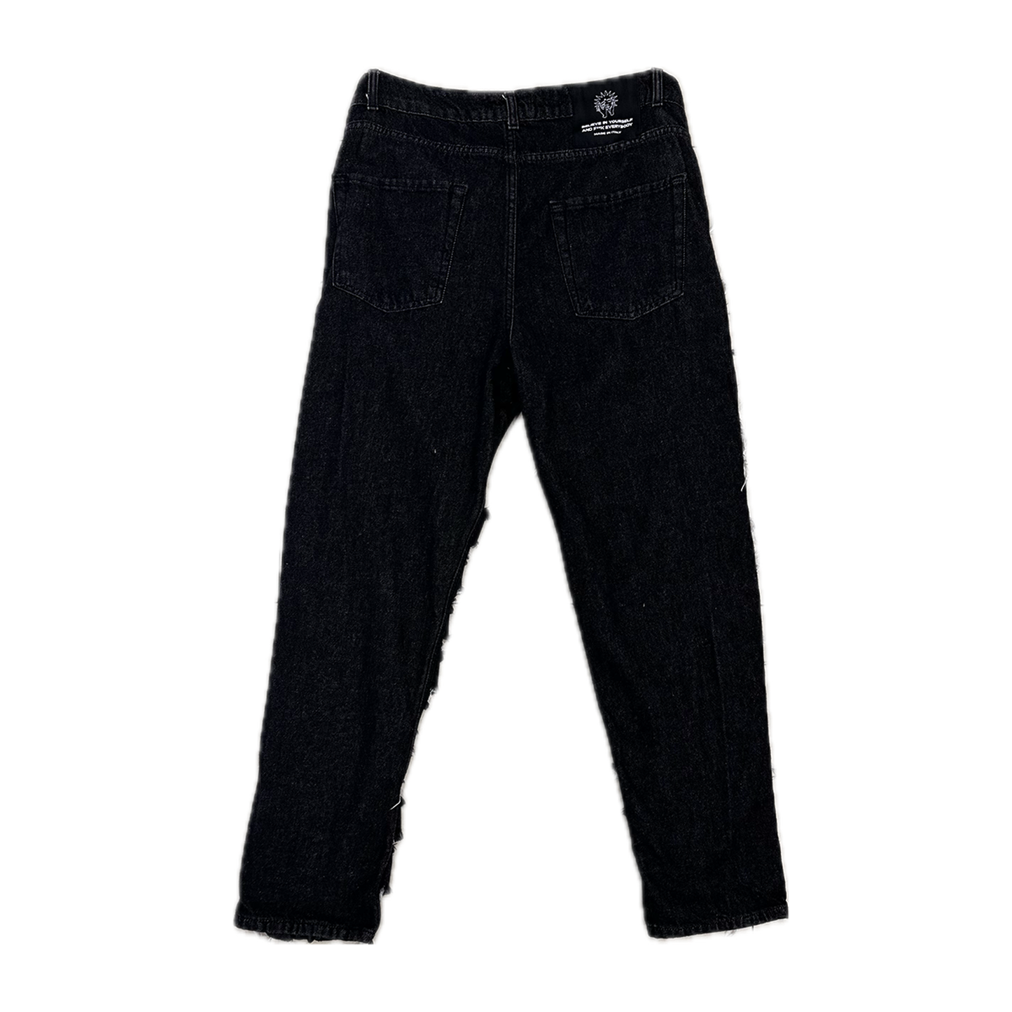 Trousers with tears